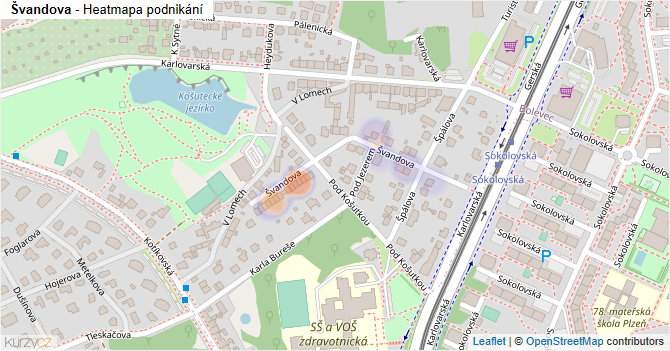 Švandova - mapa podnikání
