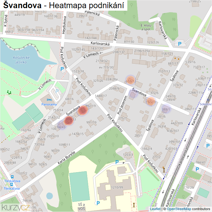 Mapa Švandova - Firmy v ulici.