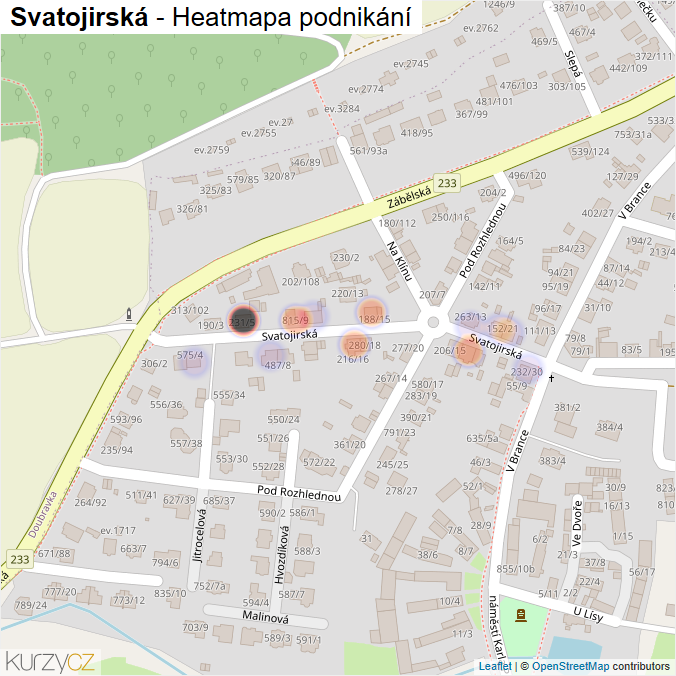 Mapa Svatojirská - Firmy v ulici.
