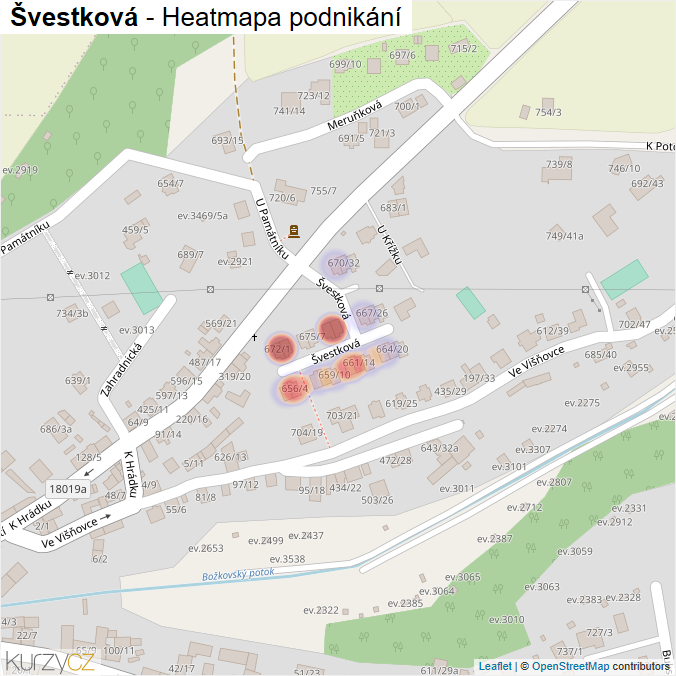 Mapa Švestková - Firmy v ulici.
