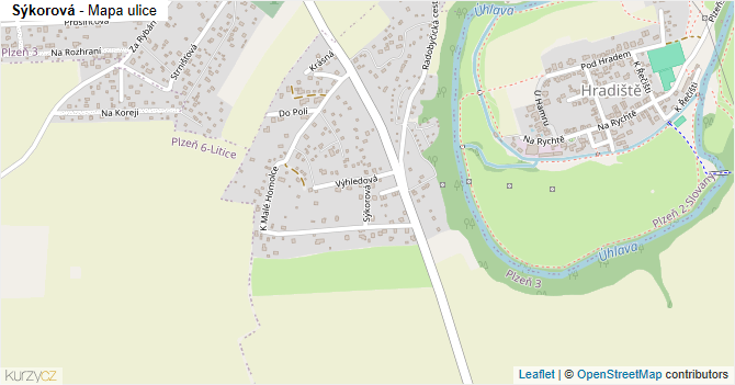 Sýkorová - mapa ulice
