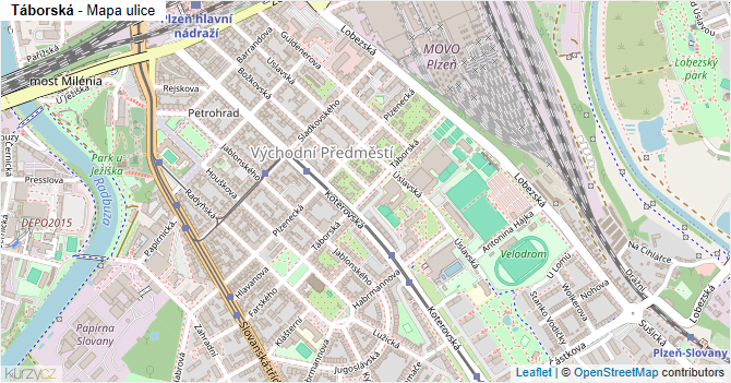 Táborská - mapa ulice