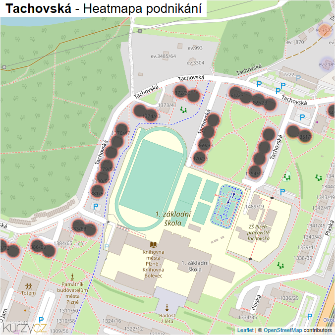 Mapa Tachovská - Firmy v ulici.