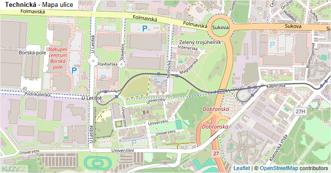 Technická - mapa ulice