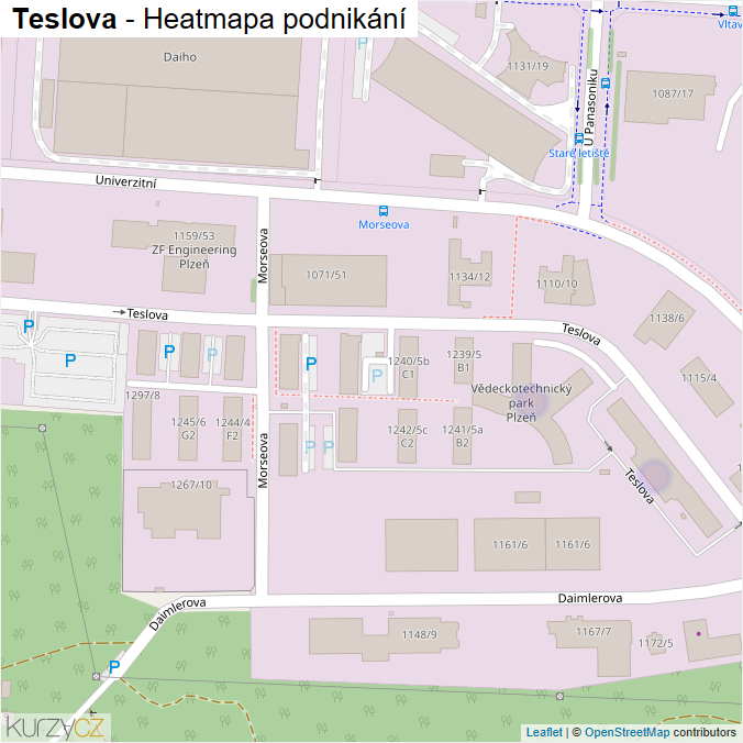 Mapa Teslova - Firmy v ulici.