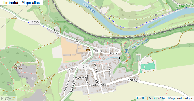 Tetínská - mapa ulice