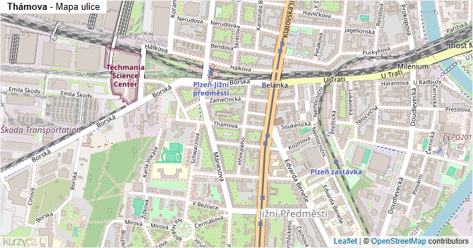 Thámova - mapa ulice