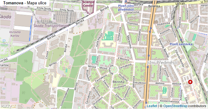 Tomanova - mapa ulice