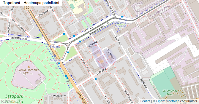 Topolová - mapa podnikání