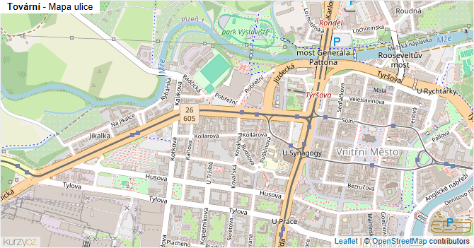 Tovární - mapa ulice