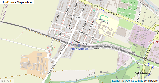 Traťová - mapa ulice