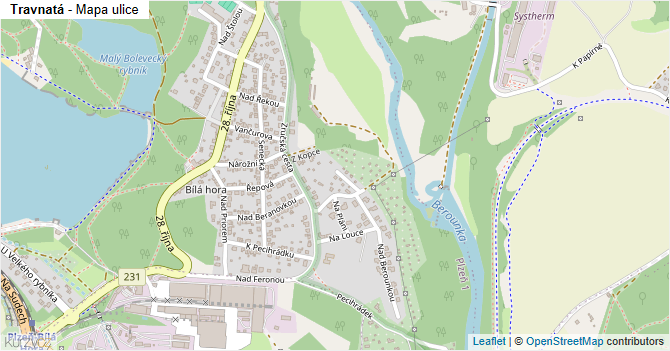 Travnatá - mapa ulice