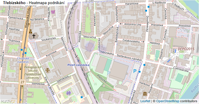Třebízského - mapa podnikání