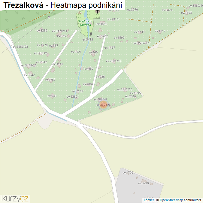 Mapa Třezalková - Firmy v ulici.