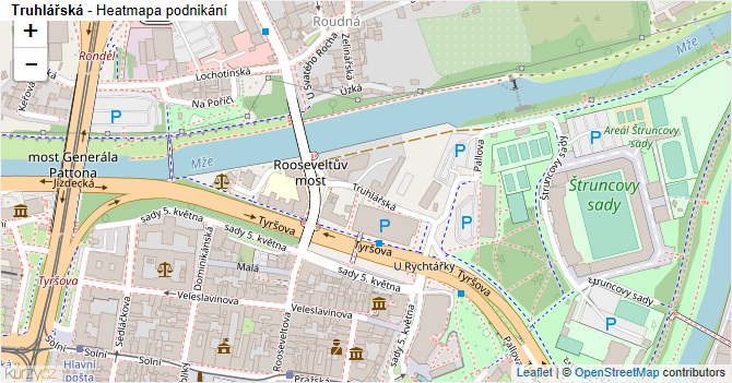 Truhlářská - mapa podnikání