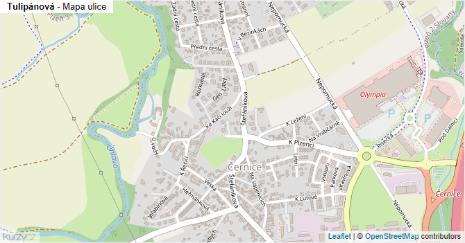 Tulipánová - mapa ulice