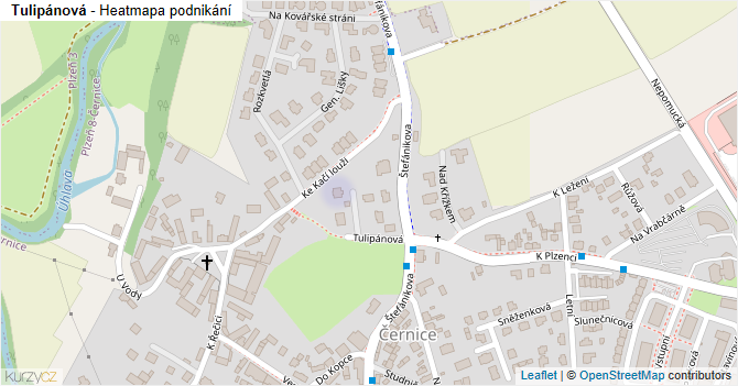 Tulipánová - mapa podnikání
