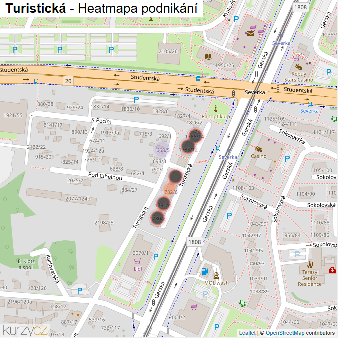 Mapa Turistická - Firmy v ulici.