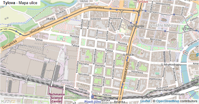 Tylova - mapa ulice
