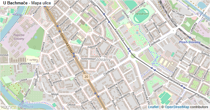 U Bachmače - mapa ulice