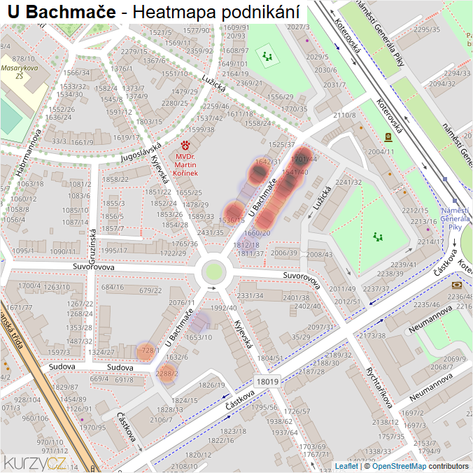 Mapa U Bachmače - Firmy v ulici.
