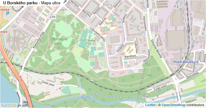 U Borského parku - mapa ulice
