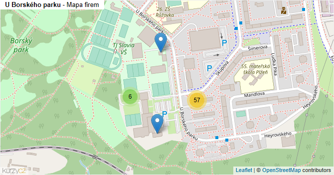 U Borského parku - mapa firem