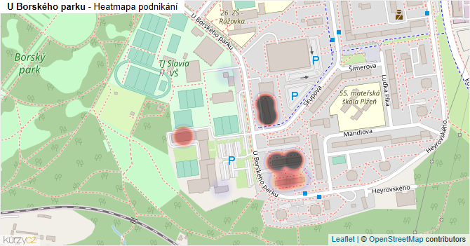 U Borského parku - mapa podnikání