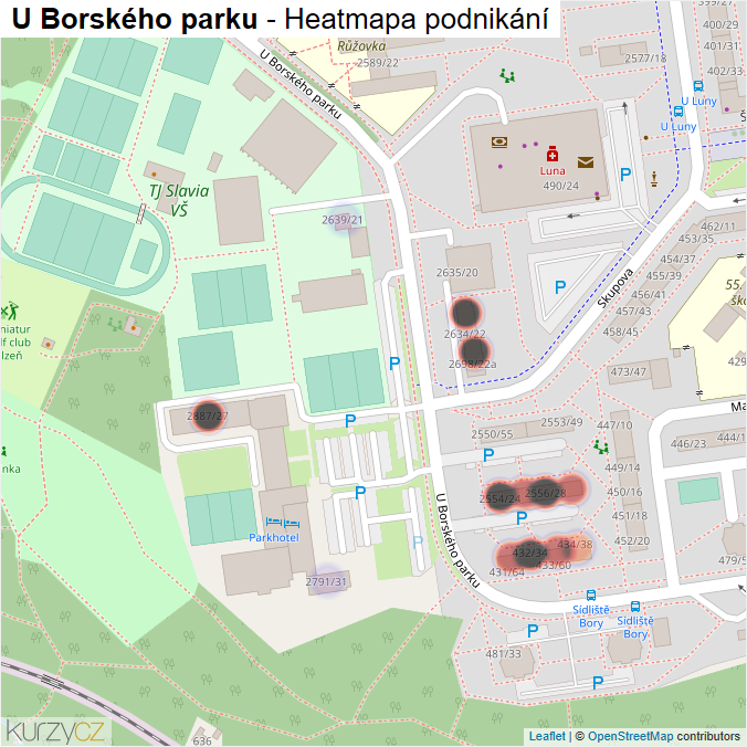 Mapa U Borského parku - Firmy v ulici.