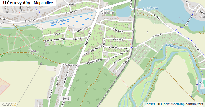 U Čertovy díry - mapa ulice