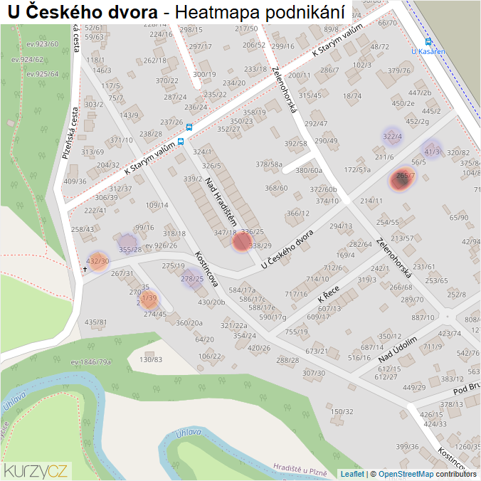 Mapa U Českého dvora - Firmy v ulici.