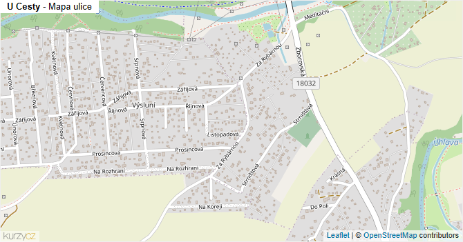 U Cesty - mapa ulice