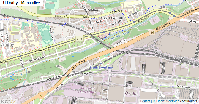 U Dráhy - mapa ulice