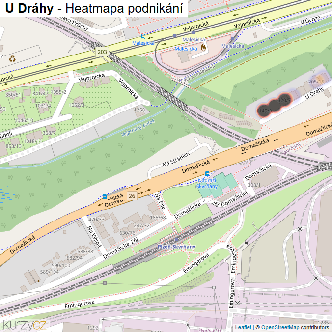 Mapa U Dráhy - Firmy v ulici.