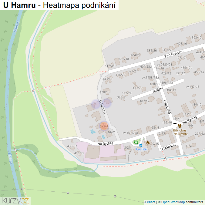 Mapa U Hamru - Firmy v ulici.