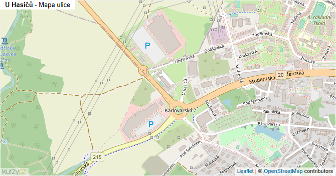 U Hasičů - mapa ulice