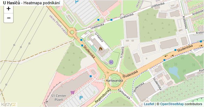U Hasičů - mapa podnikání