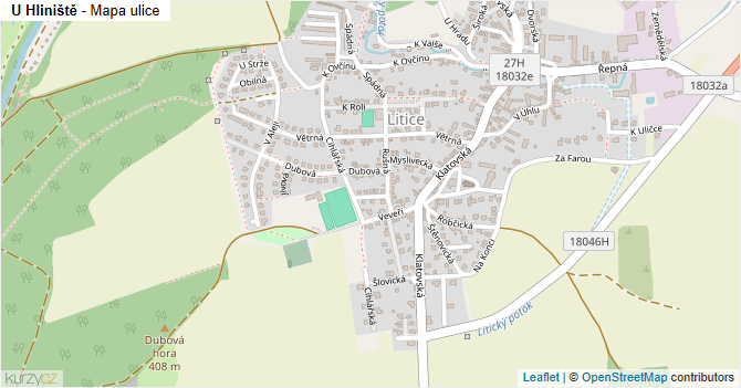 U Hliniště - mapa ulice
