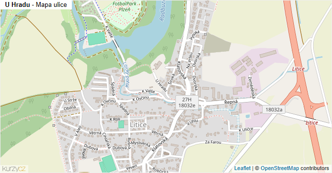 U Hradu - mapa ulice