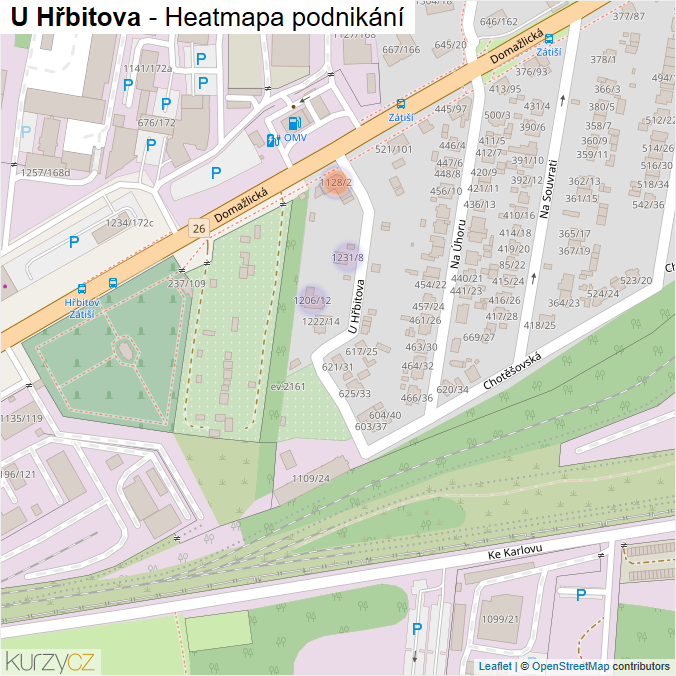 Mapa U Hřbitova - Firmy v ulici.