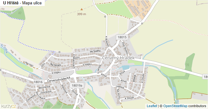 U Hřiště - mapa ulice