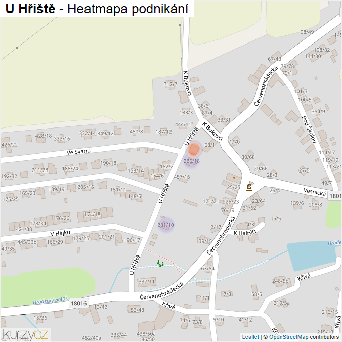 Mapa U Hřiště - Firmy v ulici.