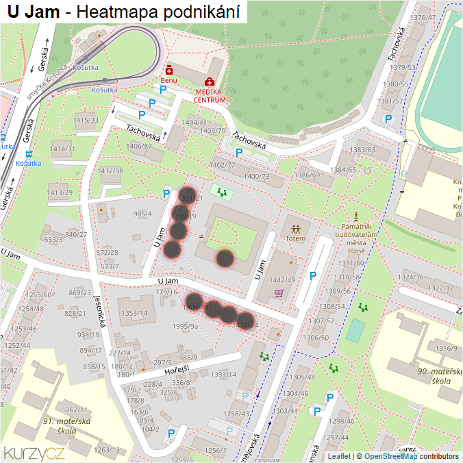 Mapa U Jam - Firmy v ulici.