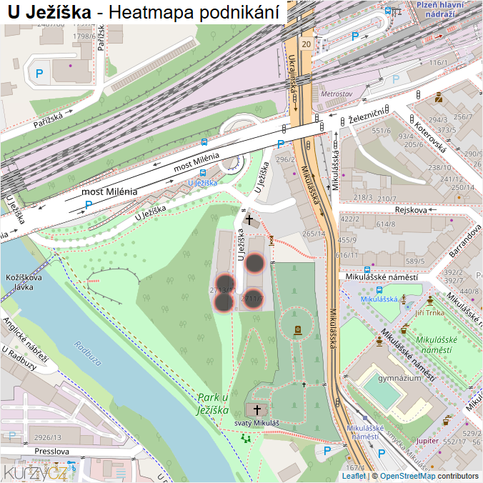 Mapa U Ježíška - Firmy v ulici.