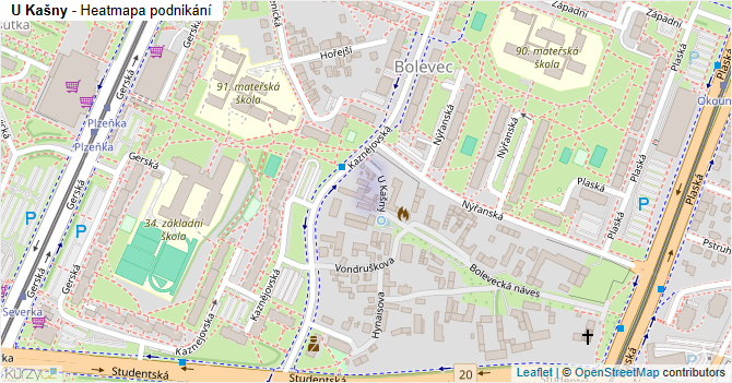 U Kašny - mapa podnikání