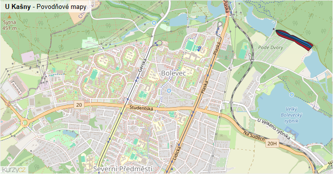 U Kašny - záplavové mapy stoleté vody