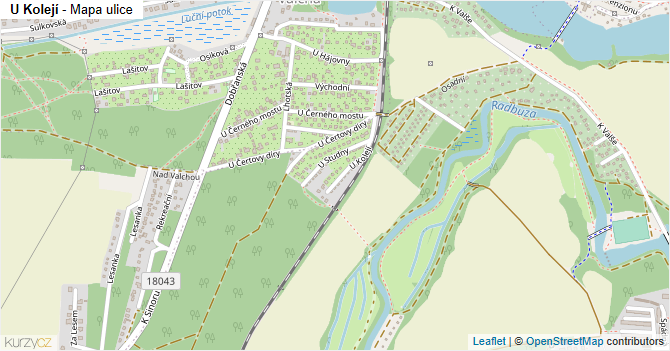 U Kolejí - mapa ulice