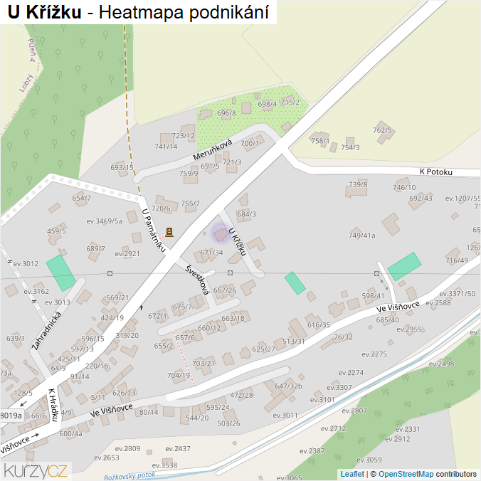 Mapa U Křížku - Firmy v ulici.