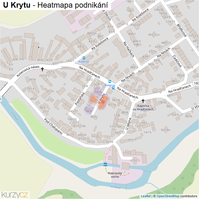 Mapa U Krytu - Firmy v ulici.