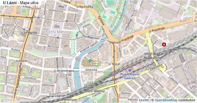 U Lázní - mapa ulice